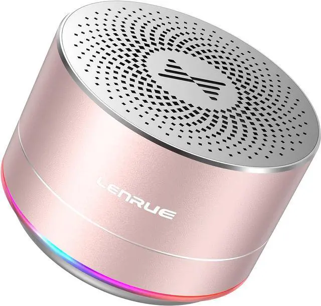 Main image of LENRUE A2 Portable Wireless Bluetooth Speaker with Lights and Lanyard,5W Mini Small Metal Speakers Bluetooth 5.0/Aux-in for iPhone Android Home Outdoor, Gifts for Women/Girls
