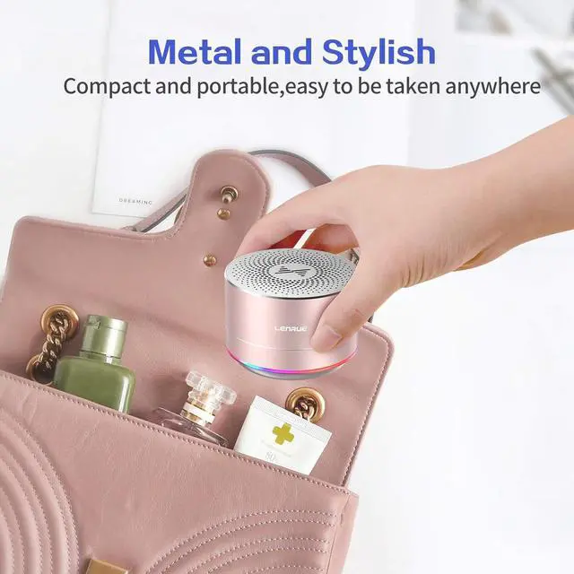 Alt view image 2 of 7 - LENRUE A2 Portable Wireless Bluetooth Speaker with Lights and Lanyard,5W Mini Small Metal Speakers Bluetooth 5.0/Aux-in for iPhone Android Home Outdoor, Gifts for Women/Girls