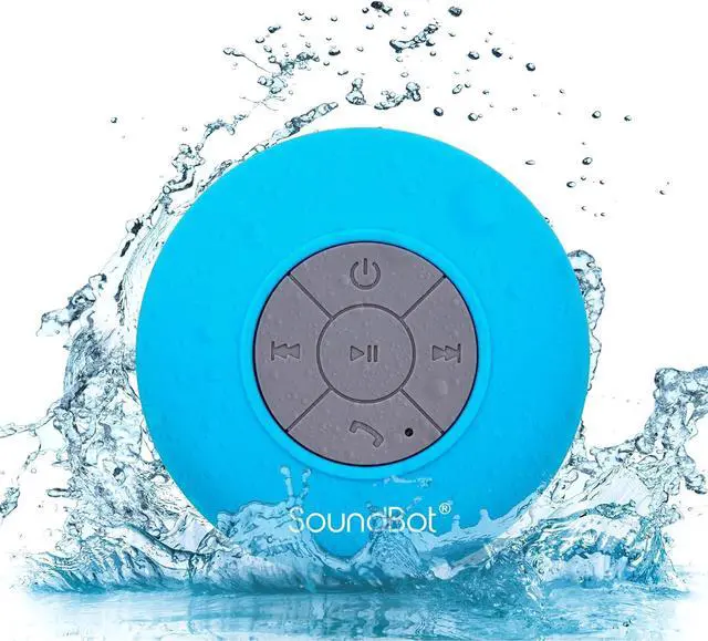 Alt view image 2 of 2 - SoundBot SB510 HD Water Resistant Bluetooth Shower Speaker, Handsfree Portable Speakerphone with Built-in Mic, 6hrs of Playtime, Control Buttons and Dedicated Suction Cup_Blue