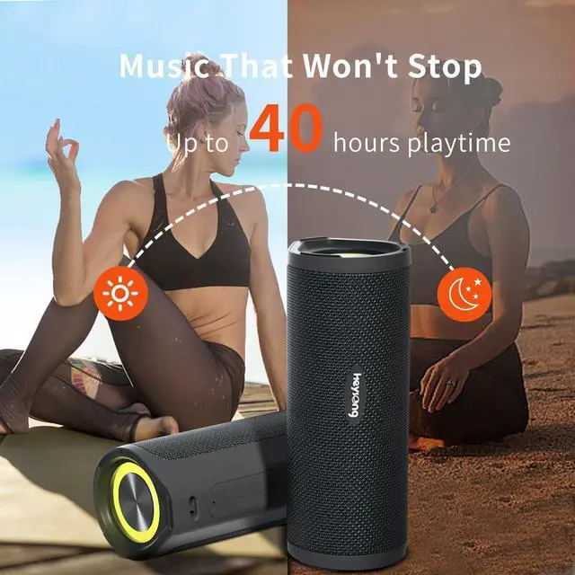 Alt view image 5 of 7 - HEYSONG Portable Bluetooth Speaker, Wireless Outdoor Speakers, IPX7 Waterproof, 40H Playtime, TF Card, Loud Stereo Sound for Beach, Boat, Pool, Camping, Bike, Shower, Gifts for Men