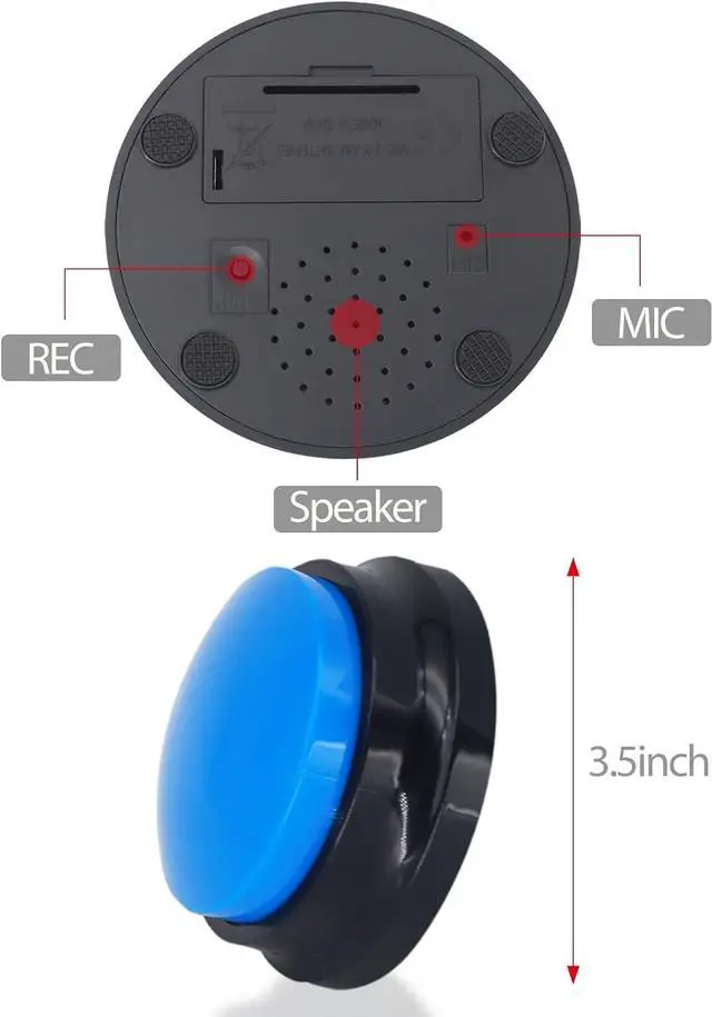 Alt view image 6 of 7 - Voice Recording Button, Dog Buttons for Communication Pet Training Buzzer, 30 Second Record & Playback, Funny Gift for Study Office Home 4 Packs (Rose Red + Dark Blue + Green + Orange)