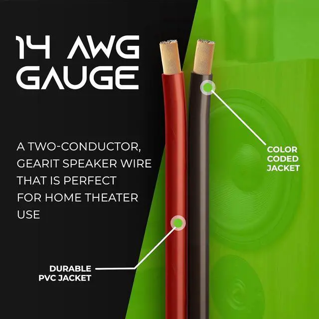 Alt view image 2 of 7 - 14 Gauge Car Speaker Wire, GearIT Pro Series (100 Feet, Soft Touch Translucent Red / Black) Copper Clad Aluminum CCA 14 AWG Automotive Car Speaker Wire for Car Stereo, Car Audio Wiring Kit - 100ft