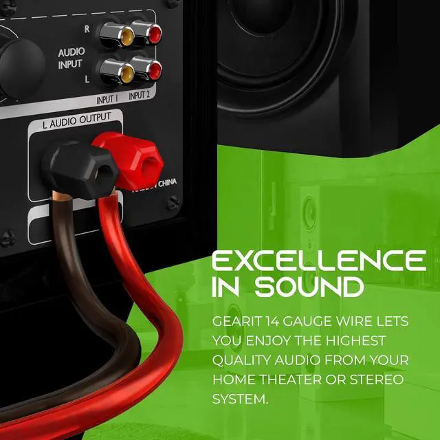 Alt view image 6 of 7 - 14 Gauge Car Speaker Wire, GearIT Pro Series (100 Feet, Soft Touch Translucent Red / Black) Copper Clad Aluminum CCA 14 AWG Automotive Car Speaker Wire for Car Stereo, Car Audio Wiring Kit - 100ft