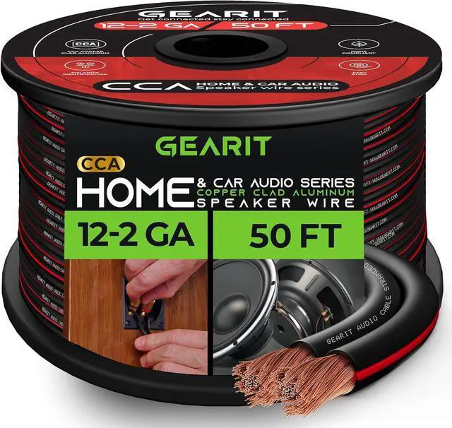 Main image of 12AWG Speaker Wire, GearIT Pro Series 12 AWG Gauge Speaker Wire Cable (50 Feet / 15.24 Meters) Great Use for Home Theater Speakers and Car Speakers Black