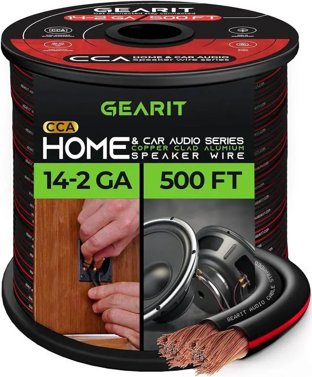 Main image of 14AWG Speaker Wire, GearIT Pro Series 14 AWG Gauge Speaker Wire Cable (500 Feet / 152.4 Meters) Great Use for Home Theater Speakers and Car Speakers Black