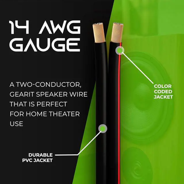 Alt view image 2 of 7 - 14AWG Speaker Wire, GearIT Pro Series 14 AWG Gauge Speaker Wire Cable (500 Feet / 152.4 Meters) Great Use for Home Theater Speakers and Car Speakers Black