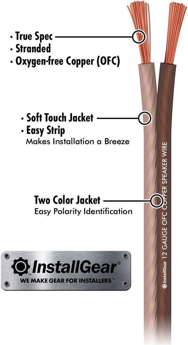 Alt view image 2 of 5 - InstallGear 12 Gauge Speaker Wire (30ft) - Brown 12 AWG Speaker Wire Speaker Cable 99.9% - Oxygen-Free Copper - True Spec and Soft Touch Cable - OFC Speaker Wire 12 Gauge for Outdoor Speaker Wire