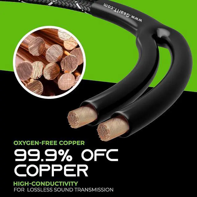 Alt view image 4 of 7 - GearIT 14AWG Premium Heavy Duty Braided Speaker Wire Cable (6 Feet) Dual Gold Plated Banana Plug Tips - in-Wall CL2 - Oxygen-Free Copper (OFC) Black