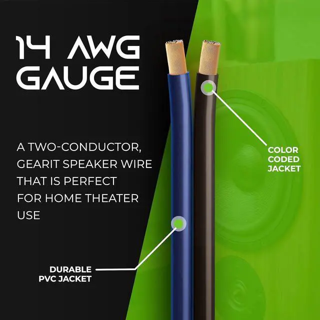 Alt view image 2 of 7 - 14 Gauge Car Speaker Wire, GearIT Pro Series (100 Feet, Soft Touch Translucent Blue/Black) Copper Clad Aluminum CCA 14 AWG Automotive Car Speaker Wire for Car Stereo, Car Audio Wiring Kit - 100ft