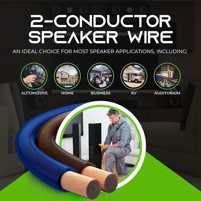 Alt view image 4 of 7 - 14 Gauge Car Speaker Wire, GearIT Pro Series (100 Feet, Soft Touch Translucent Blue/Black) Copper Clad Aluminum CCA 14 AWG Automotive Car Speaker Wire for Car Stereo, Car Audio Wiring Kit - 100ft