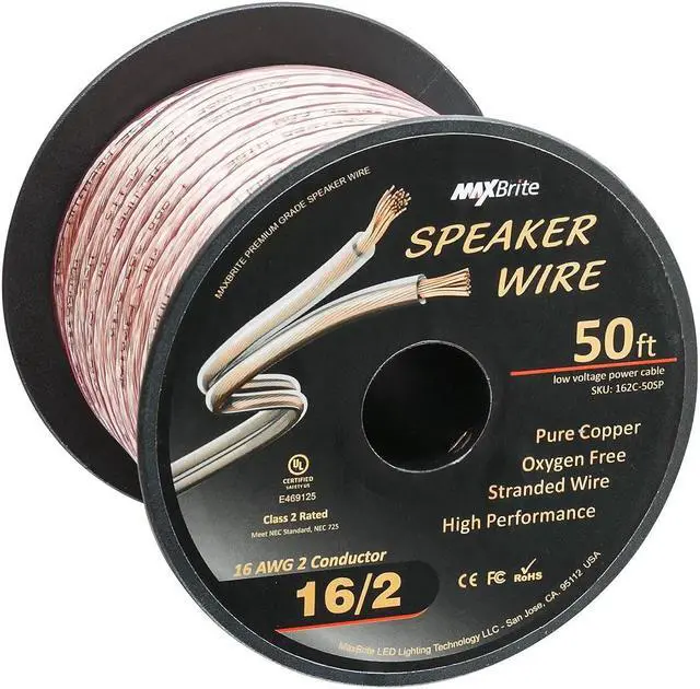 Main image of High Performance 16 Gauge Speaker Wire, Oxygen Free Pure Copper - UL Listed Class 2 (50 Feet Spool)