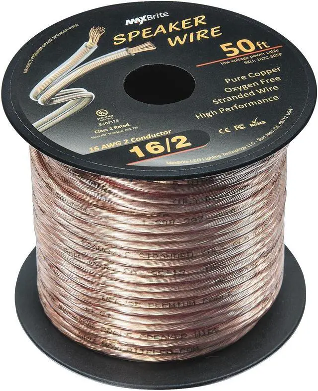 Alt view image 2 of 4 - High Performance 16 Gauge Speaker Wire, Oxygen Free Pure Copper - UL Listed Class 2 (50 Feet Spool)
