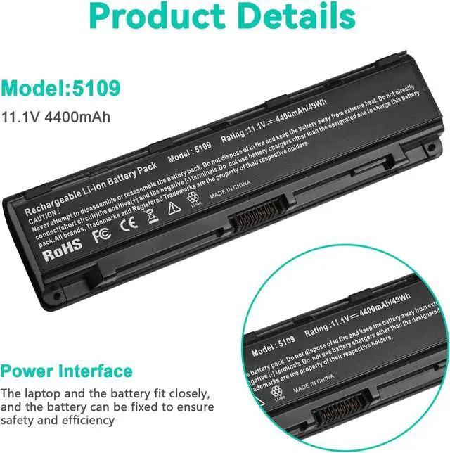 Alt view image 5 of 7 - PA5109U-1BRS PABAS272 Battery for Toshiba PABAS271 PABAS273 PA5110U-1BRS PA5108U-1BRS C55 A5300 C55-A5302 C55-A5308 C55-A5309 C55D-A5150 S75-A7334 C55D-A5381 C55-A5135 C55-A5172 C75D-A7223 L75-B7150