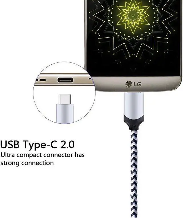 Alt view image 4 of 7 - 5Pack 6ft Fast USB Type C Cable Phone Charger Cord for Samsung Galaxy S24 S23 S22 S21 S20 FE Ultra S10 S10+ S9 S8 Plus Note 20 Ultra 10 9 8 A51 A71 A53 A14 5G, LG G5 G6 G7 G8 V60 LG Stylo 4/5/6