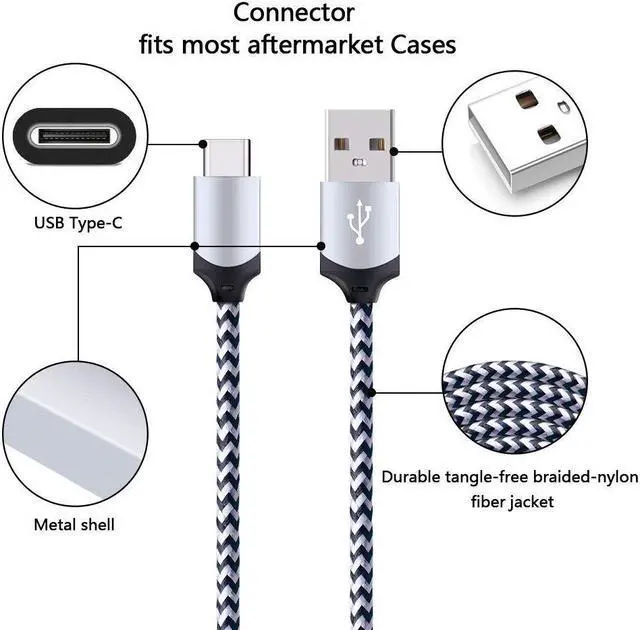 Alt view image 5 of 7 - 5Pack 6ft Fast USB Type C Cable Phone Charger Cord for Samsung Galaxy S24 S23 S22 S21 S20 FE Ultra S10 S10+ S9 S8 Plus Note 20 Ultra 10 9 8 A51 A71 A53 A14 5G, LG G5 G6 G7 G8 V60 LG Stylo 4/5/6