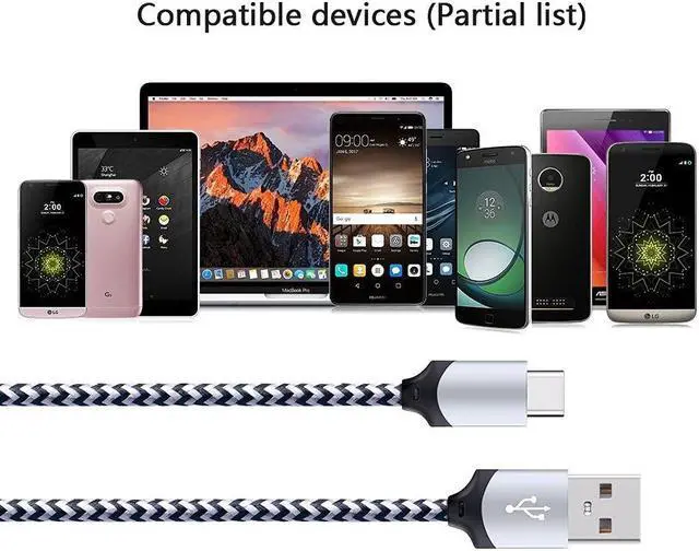 Alt view image 6 of 7 - 5Pack 6ft Fast USB Type C Cable Phone Charger Cord for Samsung Galaxy S24 S23 S22 S21 S20 FE Ultra S10 S10+ S9 S8 Plus Note 20 Ultra 10 9 8 A51 A71 A53 A14 5G, LG G5 G6 G7 G8 V60 LG Stylo 4/5/6