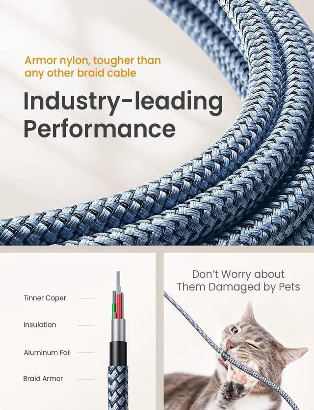 Alt view image 5 of 6 - AINOPE 2-Pack USB C Cable 10 ft, 3.1A C Charger Cable Fast Charging, Right Angle Resistant Nylon Braided USB C Charger Compatible with Galaxy S20/S20+ Ultra S10 S10E S9 S8 Plus