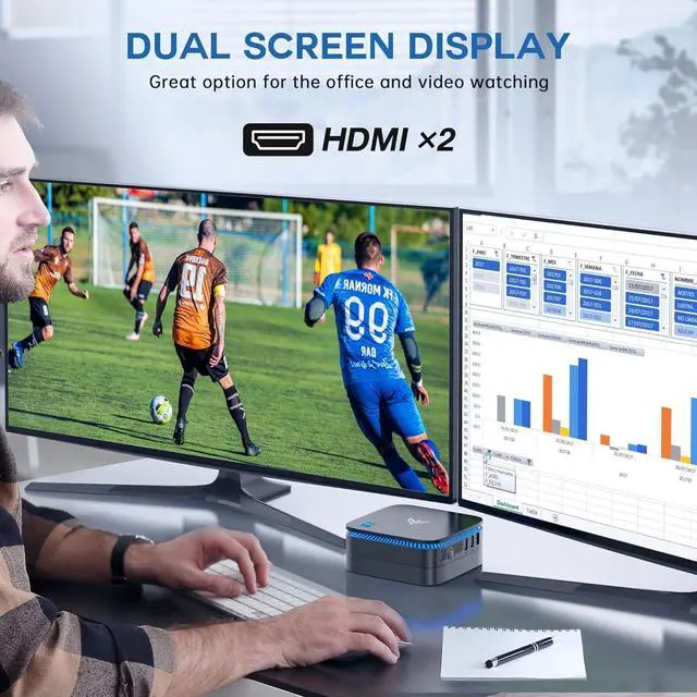 Alt view image 6 of 7 - KAMRUI AK1 Plus Mini PC, Intel 12th Gen N95(up to 3.4GHz) Mini Desktop Computers, 16GB DDR4 RAM 512GB M.2 SSD Micro Computer Tower Support 4K UHD, Dual Wi-Fi, BT 4.2 for Business Home Office