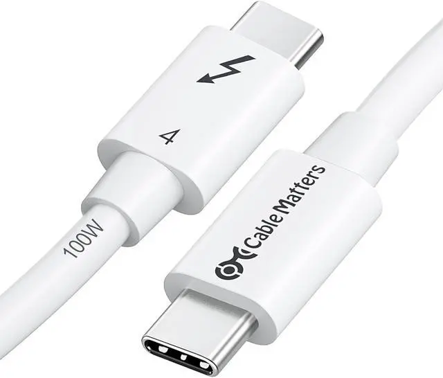 Main image of Cable Matters [Intel Certified] 40Gbps Thunderbolt 4 Cable 2.6ft with 8K Video and 100W Charging in White - 0.8m, Compatible with USB4, Thunderbolt 3 Cable and USB-C