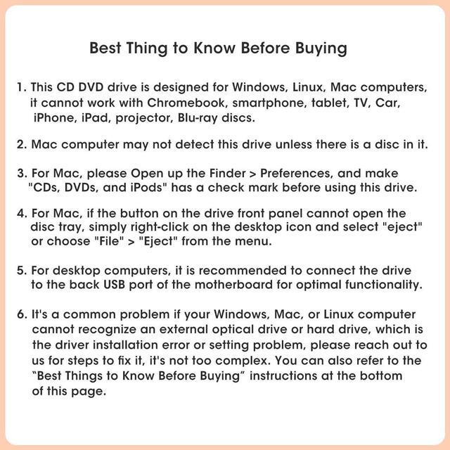 Alt view image 7 of 7 - External CD/DVD Drive for Mac, CD Burner USB 3.0 Portable CD-ROM DVD+/-RW Disc Player Burner Reader Writer Optical Drive for Apple Mac MacBook Pro/Air, Windows 11/10 Laptop PC, Silver