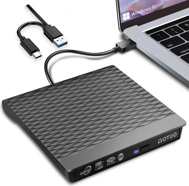 Main image of External DVD Drive for USB 3.0 Type C, Portable DVD Write CD Burner RW ROM Optical Drive Player Reader Disk Disc with Laptop Desktop PC Windows 11/10/8/7, Mac Pro/Air Macbook, Linux