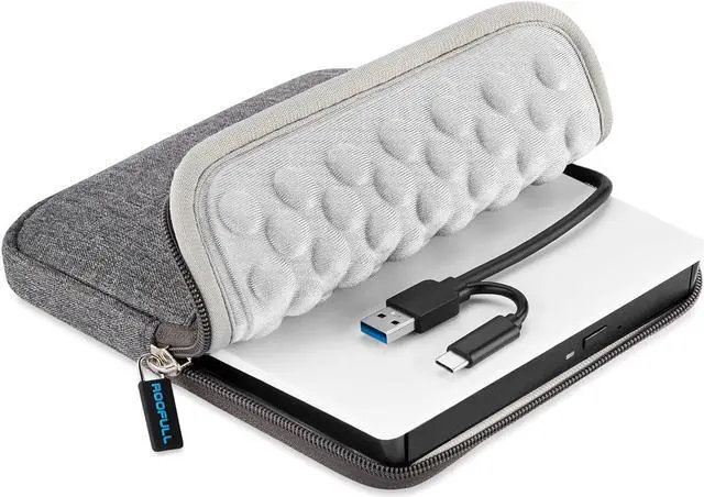 Main image of External CD DVD Drive with Carrying Case, USB 3.0 & USB-C CD Burner DVD+/-RW Optical Disc Drive, Portable CD/DVD Player Reader Writer for Mac MacBook Pro/Air, Windows 11/10 Laptop PC, White