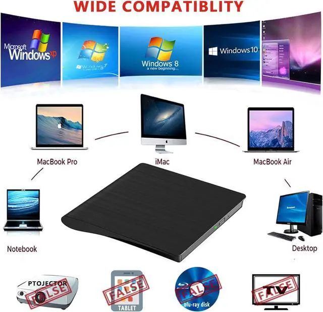 Alt view image 6 of 7 - External CD/DVD Drive for Laptop USB 3.0 Portable RW Drive/DVD Player for Laptop CD ROM Burner Compatible with Laptop Desktop PC Windows Linux OS Mac Black