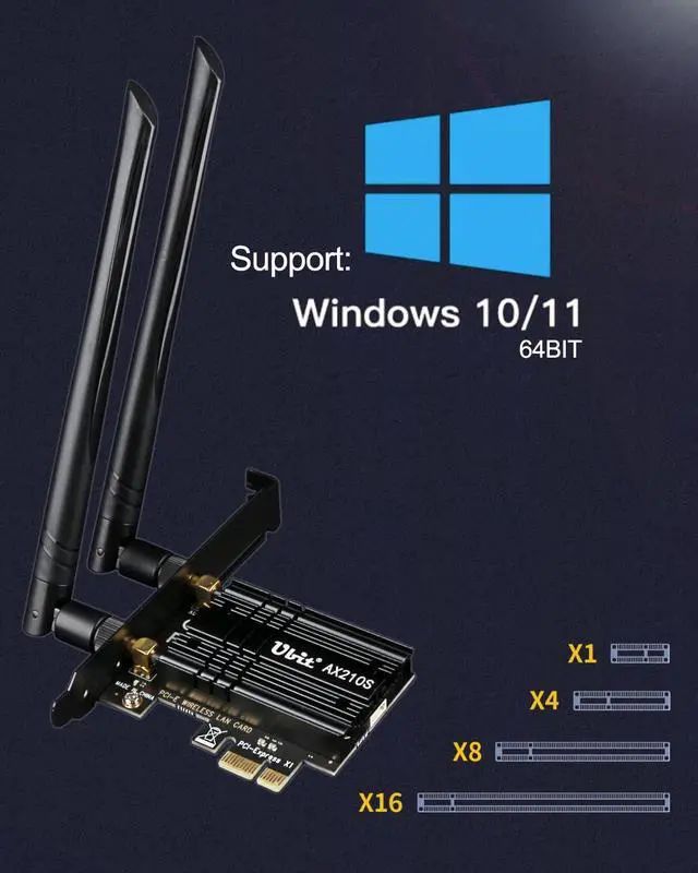 Alt view image 6 of 7 - Ubit WiFi Card 6E 5400Mbps for Intel (6GHz&5Ghz&2.4GHz) PCIe WiFi Card, BT 5.2, PCIe Network Card with OFDMA,Ultra-Low Latency, Supports Windows 10/11 (64bit)