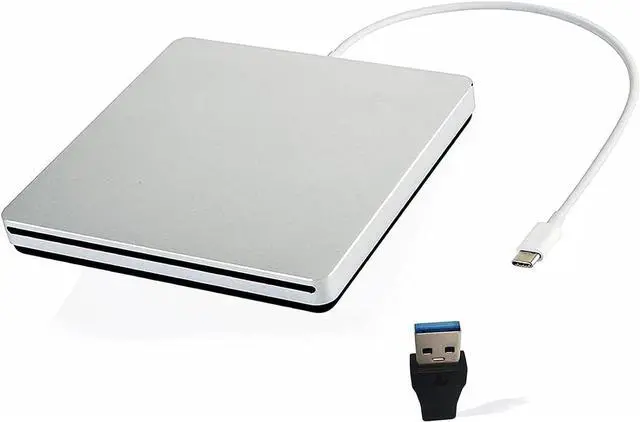 Main image of External CD DVD Drive USB C Ultra Slim Portable CD DVD Player Burner/Writer/Reader USB Superdrive Disc Duplicator for MacBook Pro/Air/Mac/M1/Laptop/Windows10 (Silver)
