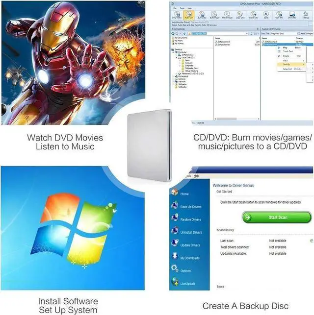 Alt view image 6 of 6 - External CD DVD Drive USB C Ultra Slim Portable CD DVD Player Burner/Writer/Reader USB Superdrive Disc Duplicator for MacBook Pro/Air/Mac/M1/Laptop/Windows10 (Silver)