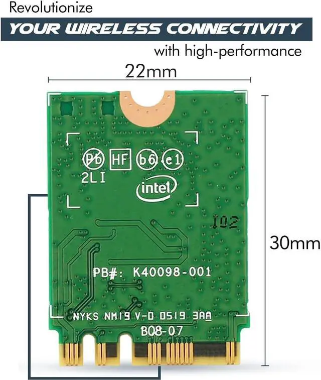 Alt view image 2 of 7 - AX200 WiFi 6 Adapter | Dual-Band 802.11ax M.2 WiFi Card for PC | Up to 2.4 Gbps | No vPro | Supports Bluetooth 5.2 & Intel, AMD, Windows 10/11, Linux AX200NGW (AX200)