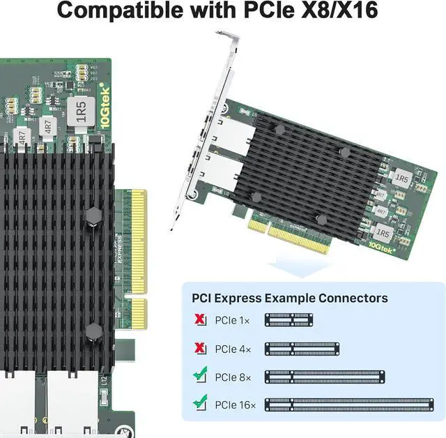 Alt view image 4 of 6 - 10Gb Dual RJ45 Port Network Card with X540 Controller PCIe Ethernet LAN Adapter for Windows/Linux/ESX Servers Compare to Intel X540-T2