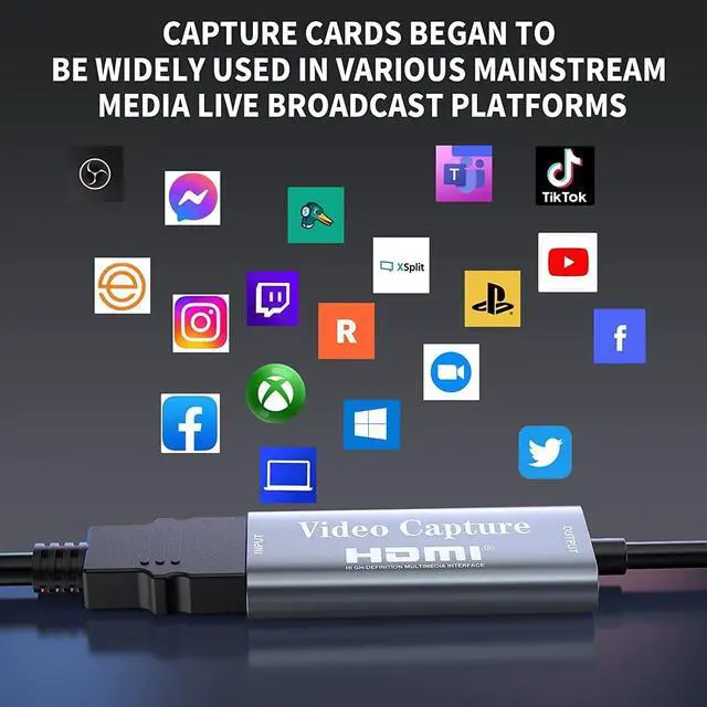 Alt view image 3 of 7 - Video Capture Card, Video Recording Card Wonderful 4K HDMI to 1080P USB C for Gaming Streaming TV Recorder, for Windows Mac OS System with USB C Adapter to Adjust PS4, Switch, Xbox1