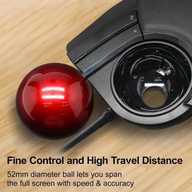 Alt view image 4 of 7 - ELECOM HUGE Trackball Mouse, Wired, Finger-Operated, 8-Button Function, Palm Rest Attached, 52mm Smooth Red Ball Windows11, macOS (M-HT1URBK)
