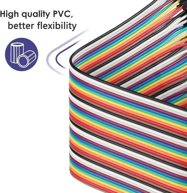 Alt view image 3 of 6 - 120pcs 50cm Breadboard Jumper Wires Assorted Kit,10cm 15cm 20cm 30cm 40cm 100cm Optional Dupont Wire 19.7 inch Male to Female Male to Male Female to Female Multicolored Ribbon Cable