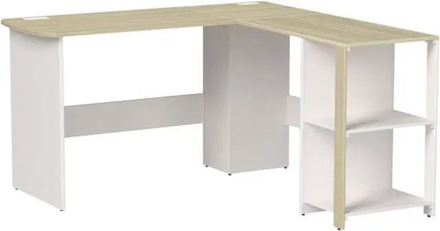 Alt view image 5 of 5 - SHW L-Shaped Home Office Corner Desk Wood Top, Oak