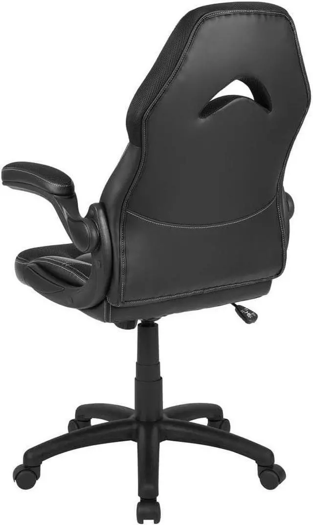 Alt view image 5 of 5 - Flash Furniture X10 Gaming , Racing Office Ergonomic Computer PC Adjustable Swivel Chair with Flip-up Arms, Black LeatherSoft