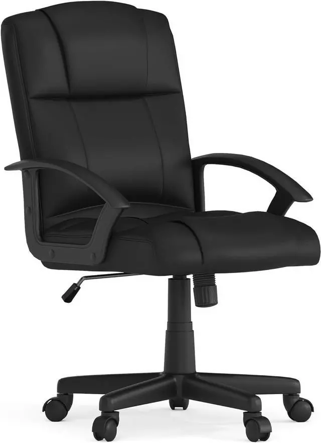 Main image of Flash Furniture Coffman Flash Fundamentals Mid-Back LeatherSoft Office and Gaming Chair, Ergonomic Office Chair with Padded LeatherSoft Seat and Arms, Black