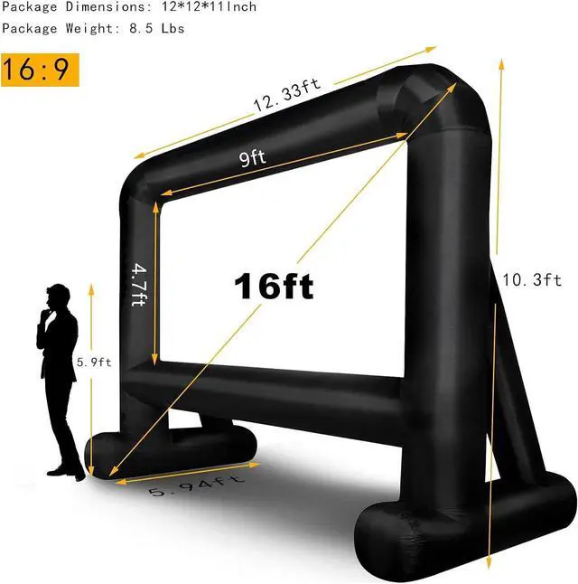 Alt view image 3 of 7 - OUTTOY Inflatable/Blow Up Projection Screen with Quiet Fan and Storage Bag, Easy Set up, Mega for Outdoor, Backyard Movie Night, Theme Parties, Celebrations-16FT