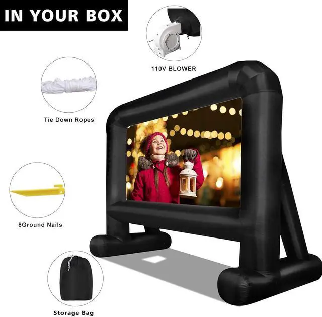 Alt view image 4 of 7 - OUTTOY Inflatable/Blow Up Projection Screen with Quiet Fan and Storage Bag, Easy Set up, Mega for Outdoor, Backyard Movie Night, Theme Parties, Celebrations-16FT