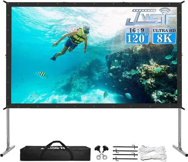 Main image of Projector Screen Outdoor,JWSIT 120 inch Outdoor Movie Screen-Upgraded 3 Layers PVC 16:9 Outdoor Projector Screen,Portable Video Projection Screen with Carrying Bag for Home Theater Backyard