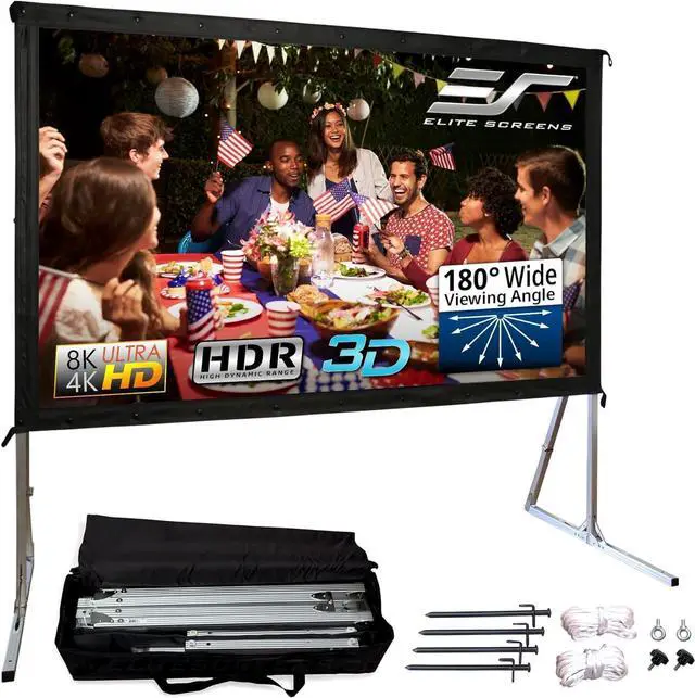 Alt view image 2 of 7 - Elite Screens 120-INCH Projector Screen|Outdoor Indoor Movie Screens|16:9 Freestanding Portable Foldable ProjectionStand|Home Theater, OMS120H2