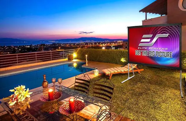 Alt view image 3 of 7 - Elite Screens 120-INCH Projector Screen|Outdoor Indoor Movie Screens|16:9 Freestanding Portable Foldable ProjectionStand|Home Theater, OMS120H2