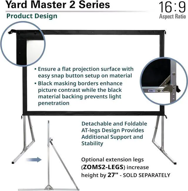Alt view image 4 of 7 - Elite Screens 120-INCH Projector Screen|Outdoor Indoor Movie Screens|16:9 Freestanding Portable Foldable ProjectionStand|Home Theater, OMS120H2