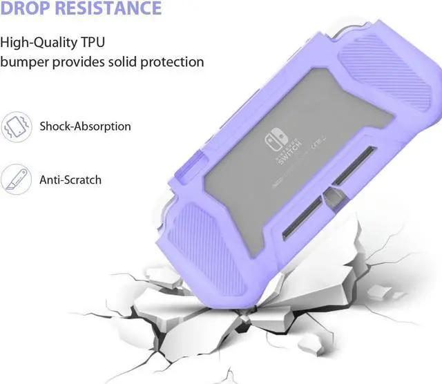 Alt view image 3 of 6 - Switch Lite Case Protective Case for Nintendo Switch Lite, Compatible Nintendo Switch Lite Screen Protector Cover Hand Grip Case with Detachable TPU+Built-in PC Screen (Purple)