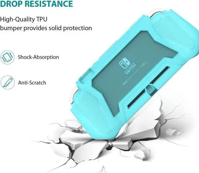 Alt view image 3 of 7 - Switch Lite Case Protective Case for Nintendo Switch Lite, Compatible with Nintendo Switch Lite Screen Protector Cover Hand Grip Case with Detachable TPU+Built-in PC Screen + 2 Thumb Grip Caps, Blue