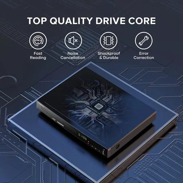 Alt view image 3 of 7 - Blu Ray DVD Player,Full HD Blu-ray Disc Player with Metal Enclosure,Easy Hook Up and User Friendly, 1080P Home Theater DVD Player with HDMI Output, Support HDD and USB Playback