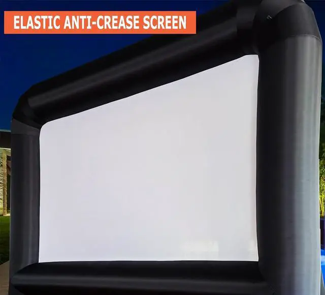 Alt view image 2 of 7 - 16 FT Inflatable Projector Movie Screen for Outside Indoor 124" Front/Rear Projection Mega Blow Up Screen for Super Bowl Party Backyard Outdoor Movie Night Barbecue Pool Party (Stable Base)
