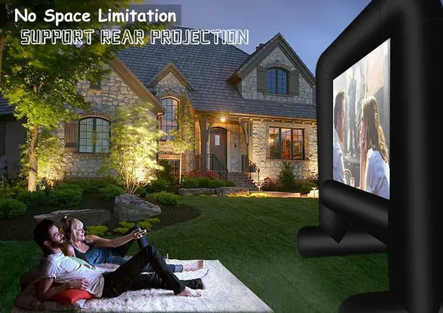 Alt view image 3 of 7 - 16 FT Inflatable Projector Movie Screen for Outside Indoor 124" Front/Rear Projection Mega Blow Up Screen for Super Bowl Party Backyard Outdoor Movie Night Barbecue Pool Party (Stable Base)