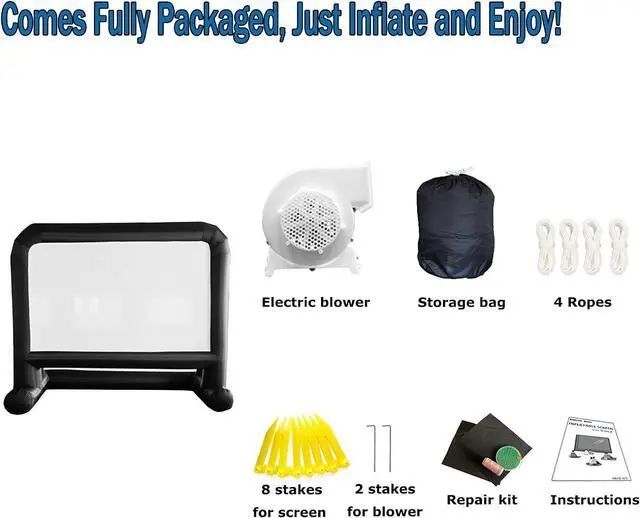 Alt view image 5 of 7 - 16 FT Inflatable Projector Movie Screen for Outside Indoor 124" Front/Rear Projection Mega Blow Up Screen for Super Bowl Party Backyard Outdoor Movie Night Barbecue Pool Party (Stable Base)
